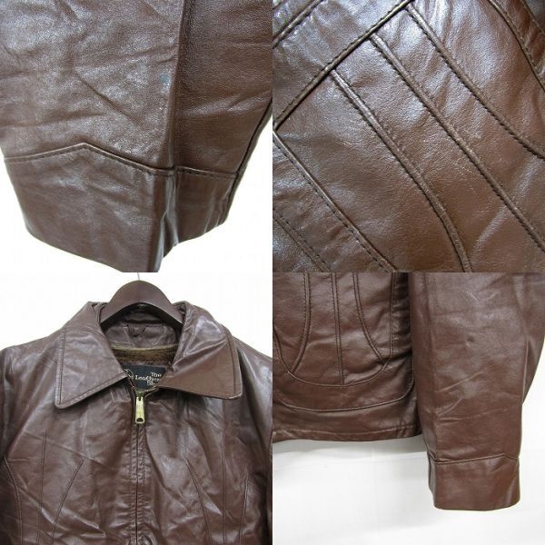 本革 サイズ 40 REG The Leather Shop Sears レザー ジャケット ブラウン ライナー付 シアーズ 古着 ビンテージ 3F2303_画像4