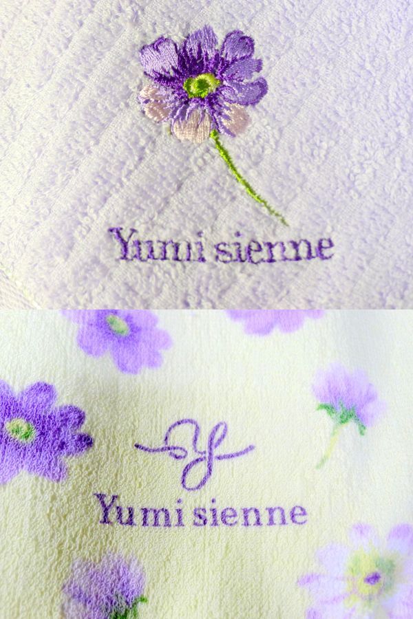 b223 ① Yumi Katsura katsura tree . beautiful floral print face towel ×3 ② HANAE MORI forest britain . butterfly .woshu towel ×3 cotton 100% /100