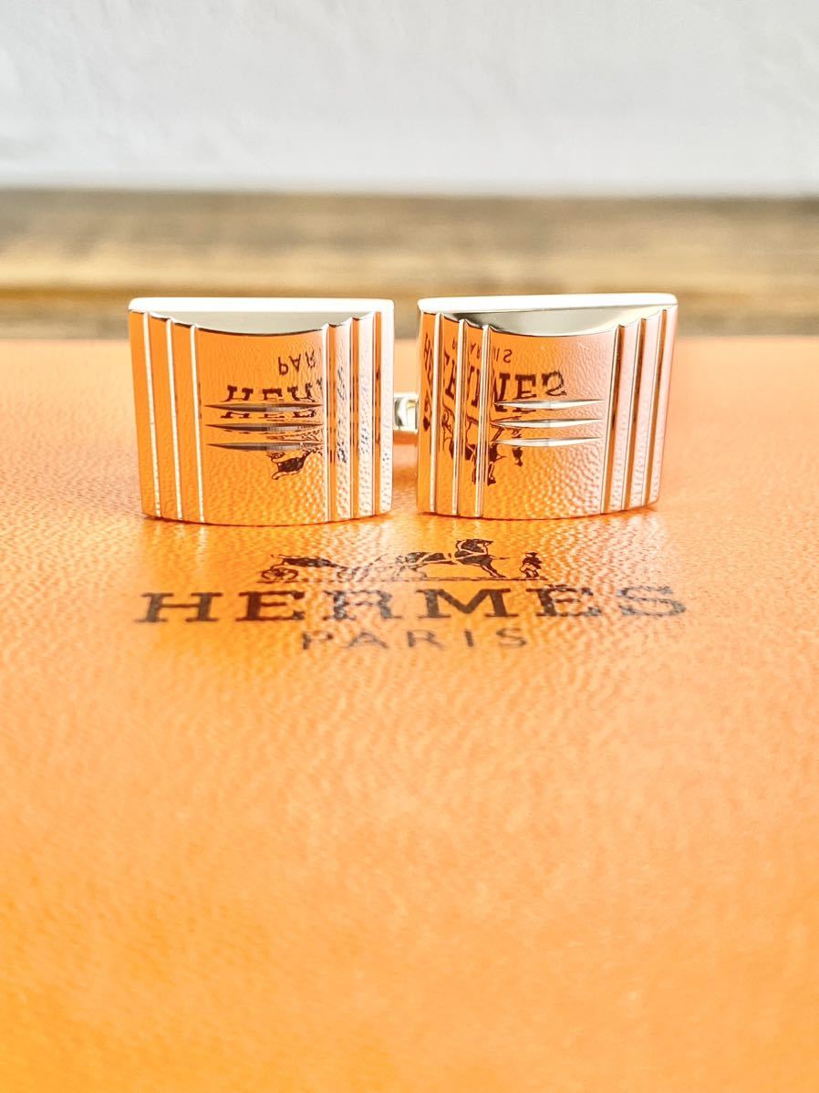 ☆超希少美品☆ 新品仕上げ HERMES エルメス ケリー ロック ケリーロック カデナ カフリンクス Hロゴ カフス カフスボタン 送料無料 Ag925_画像3