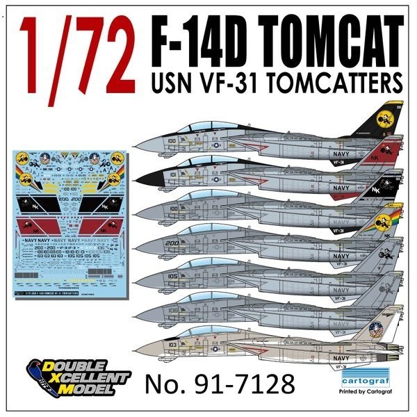 DXMデカール 91-7128 1/72 USN F-14D トムキャット VF-31 Tomcatters_画像1