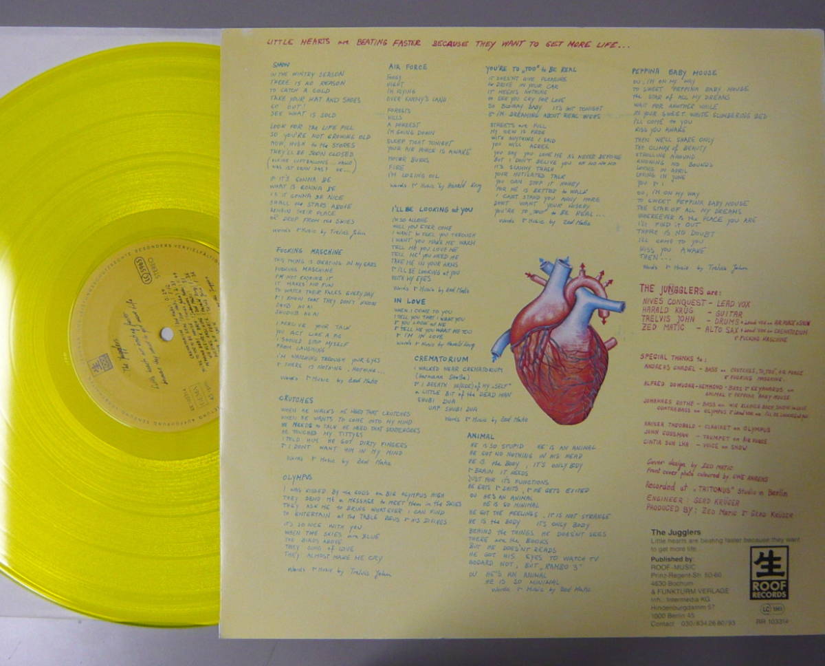 『LP』THE JUGGLERS/LITTLE HEARTS ARE BEATING FASTER BECAUSE THEY WANT TO GET MORE LIFE/YELLOW VINYL/GERMANY ORIGINAL_画像2