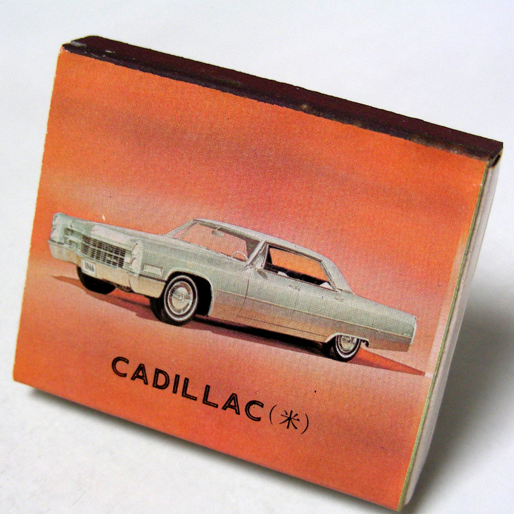 マッチ箱【名車 CADILLC】(米)世界名車シリーズ　昭和レトロシリーズマッチ系コレクション 入手時期不明 当時物 匿名配送[J14]_画像1