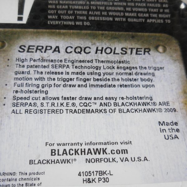 実物 BLACKHAWK! SERPA CQCホルスター H&K P30 左用_画像5