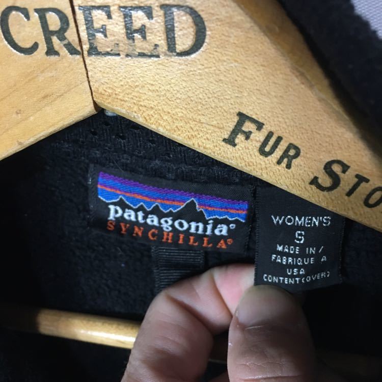 ■ビンテージ 99年 USA製 女性用 patagonia パタゴニア SYNCHILLA シンチラ フルジップ フリース ベスト/古着 アメカジ ブラック サイズS■_画像2