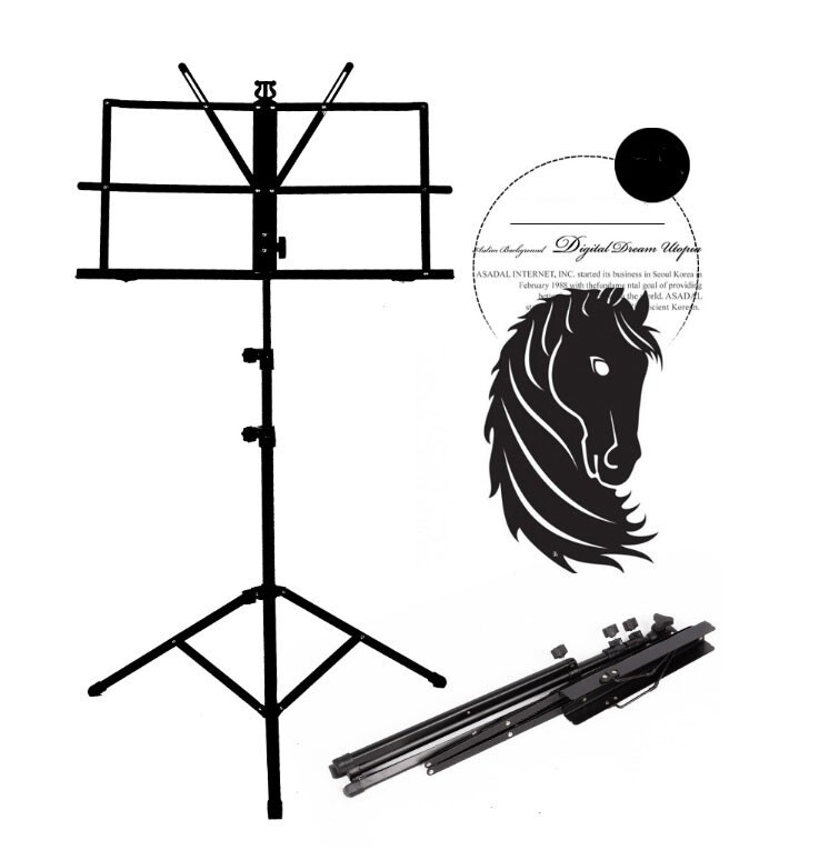 送料690円　譜面台 伸縮自在 折りたたみ式 　軽量 楽譜スタンド スチール製　高さ調節可能 ソフトケース付 持ち運び_画像3