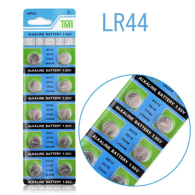  button battery LR44 AG13 357A CX44 LR44W 1.55V 10 piece button clock 