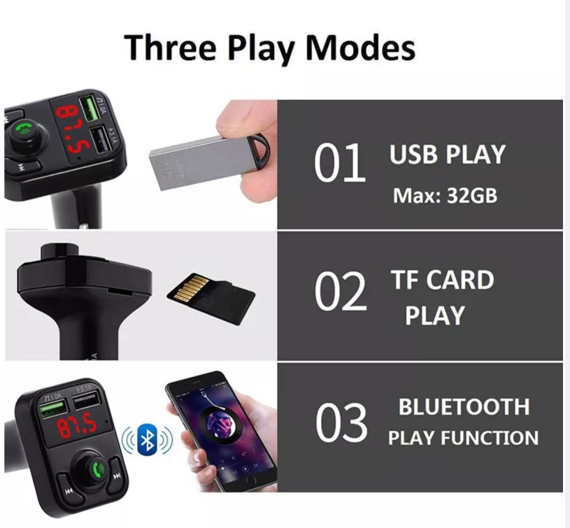 送料200円 シガーソケット FMトランスミッター ２ポート Bluetooth 対応 ハンズフリー通話 iPhone Android USB充電 高音質 12V 24V_画像3