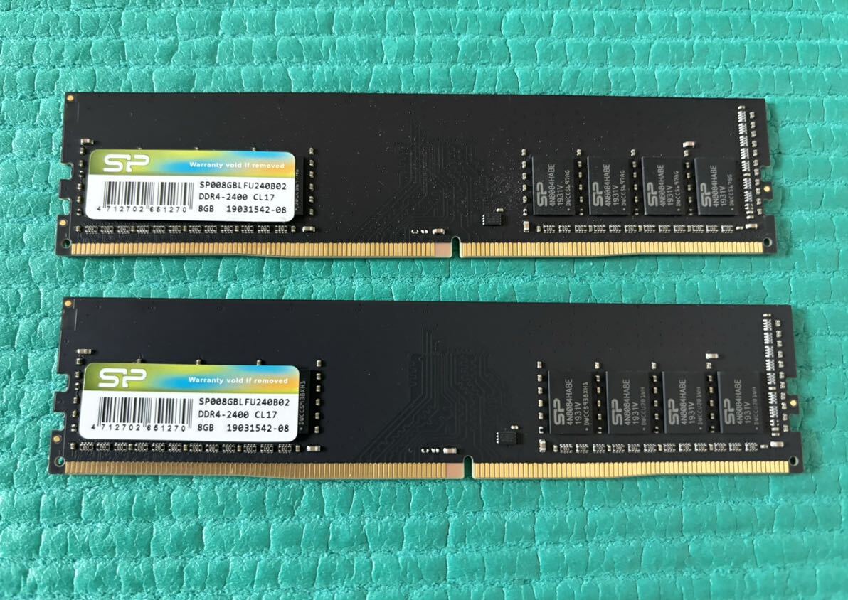 【中古】シリコンパワー Silicon Power DDR4-2400 CL7 8GB x 2 計16GBセット デスクトップパソコン用メモリ_画像1