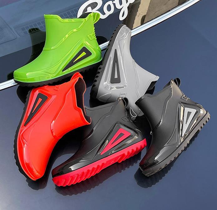 レインシューズ メンズ ファッション ショット丈 レインブーツ 雨靴 防水 防滑 作業靴 雨雪対策 X42の画像1