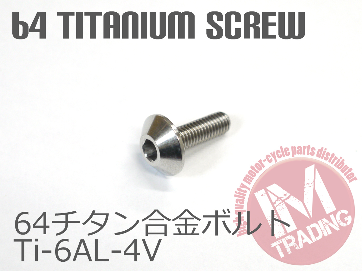 64チタンスクリーンボルト M5×16mm P0.8 6本セット ゆうパケット対応 ナチュラルTi-6Al-4V GR5 カウルボルト_画像2