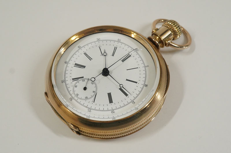 1円~【63】実働 LONGINES／ロンジン LUGRIN`S／ルグリン 1879年頃製 手巻き 世界初秒針付きクロノグラフ 希少アンティーク懐中時計の画像4