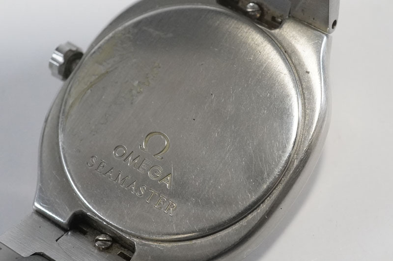 1円~【158】実働　OMEGA／オメガ　SEAMASTER／シーマスター　ポラリス　GMT　クオーツ　白文字盤　ゴールド　純正ベルト　 _画像9