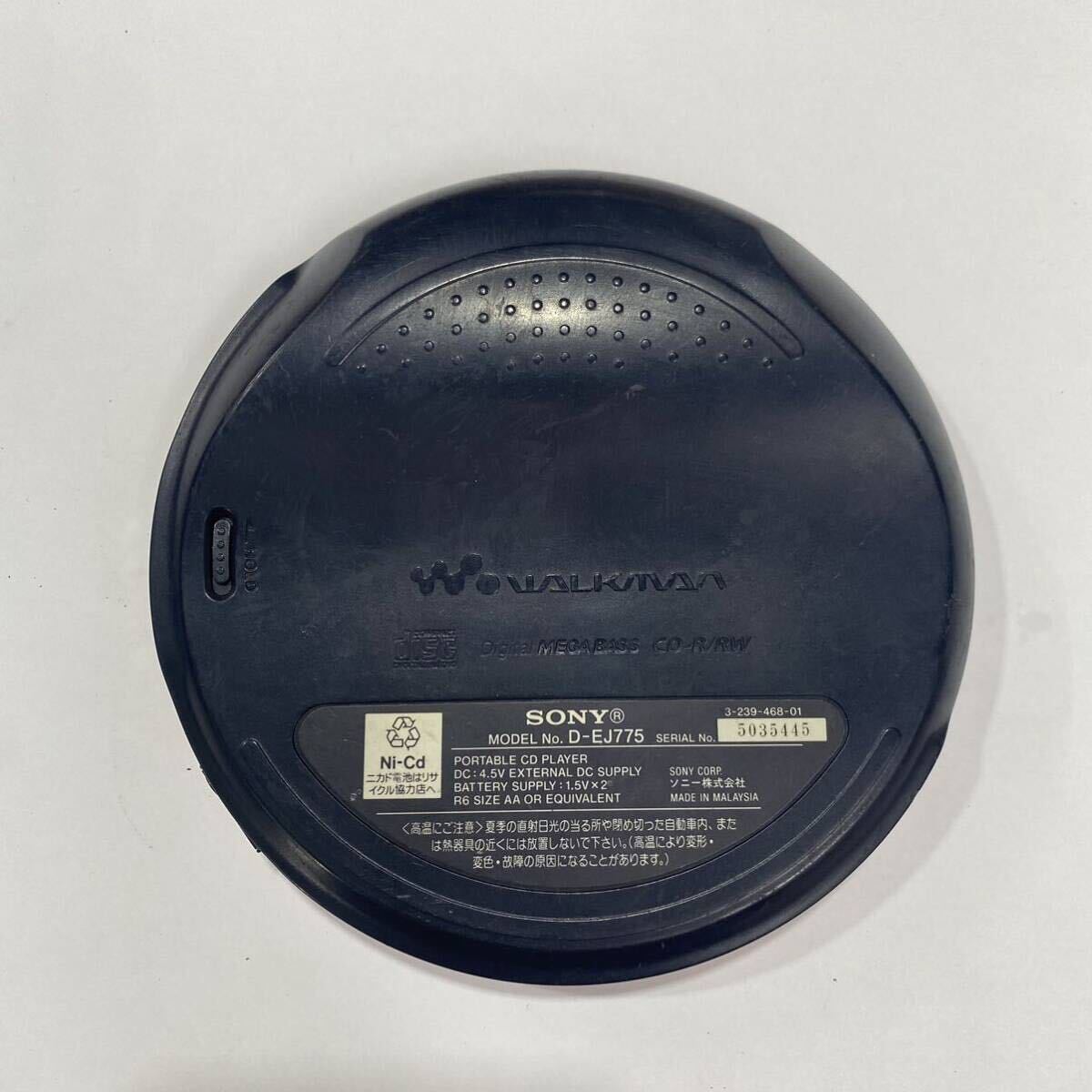 CW05 再生OK SONY D-EJ775 WALKMAN CDウォークマン ポータブルCDプレーヤー ソニー リモコン RM-CD15L ACアダプター AC-ES455 付_画像3