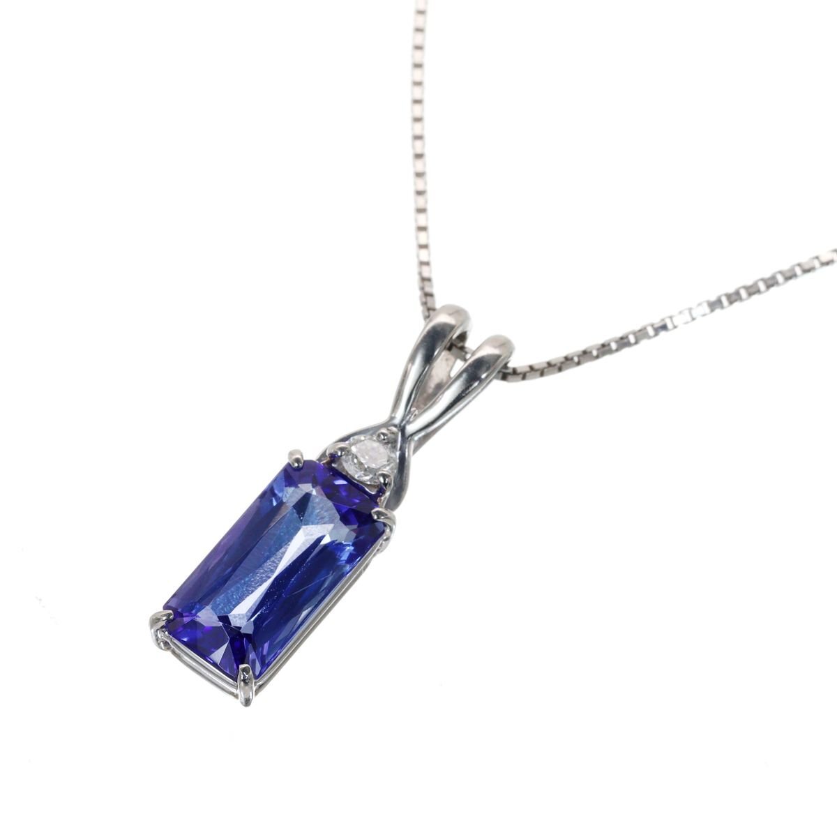 神秘的な青の煌めき Pt850/900 タンザナイト ダイヤモンド 3.6g 1.69ct 0.05ct ソーティング付 超美品 ◎04B37の画像1
