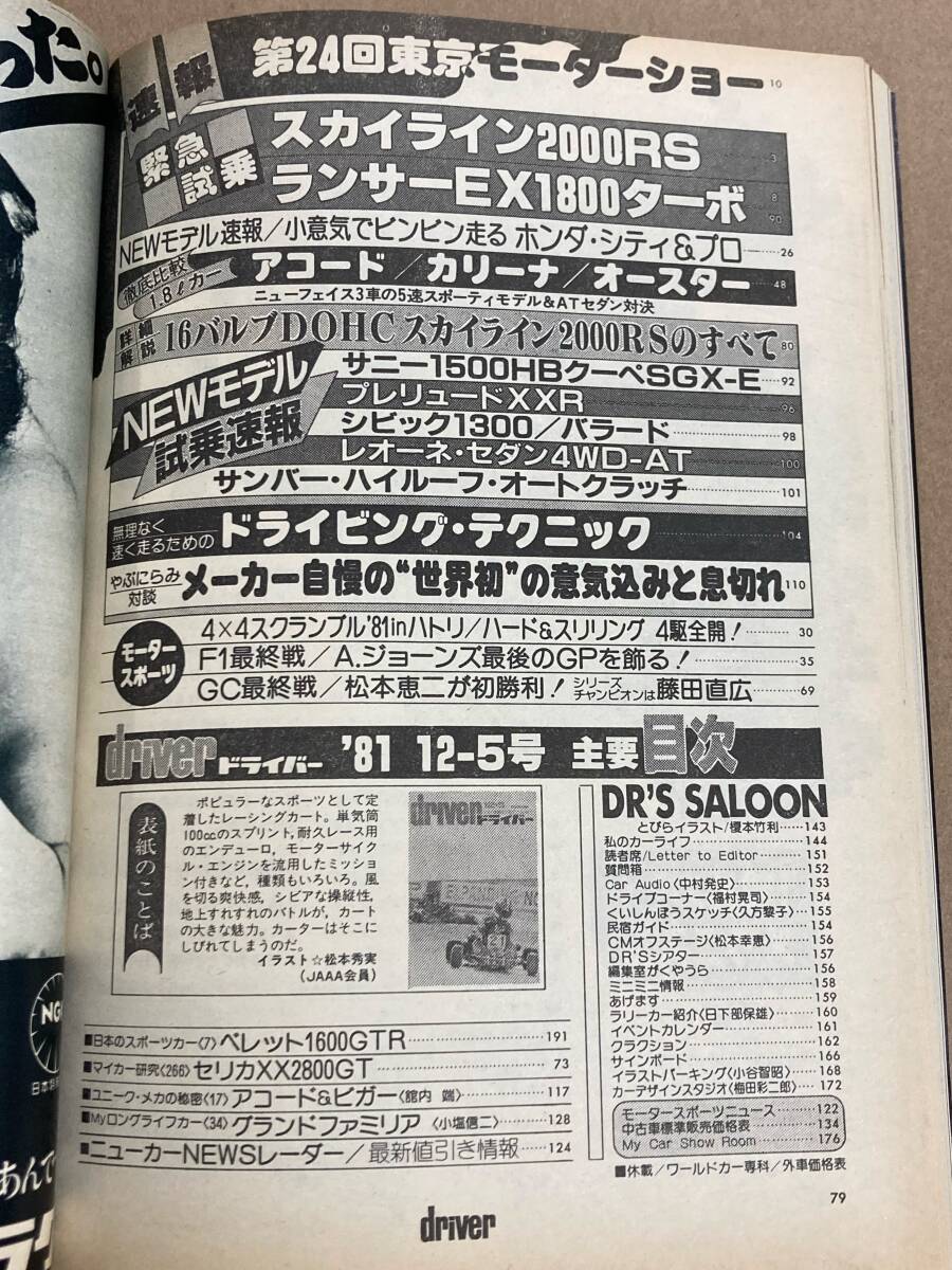 (棚F-1)ドライバー driver 1981年12月5日 スカイライン2000RS ランサー 東京モーターショー アコード カリーナ シティ セリカXXの画像2