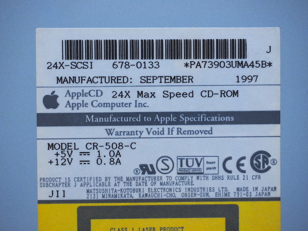 Apple純正 24倍速 内蔵型SCSI CD-ROMドライブ CR-508-C 3台 ジャンク扱い品_画像5