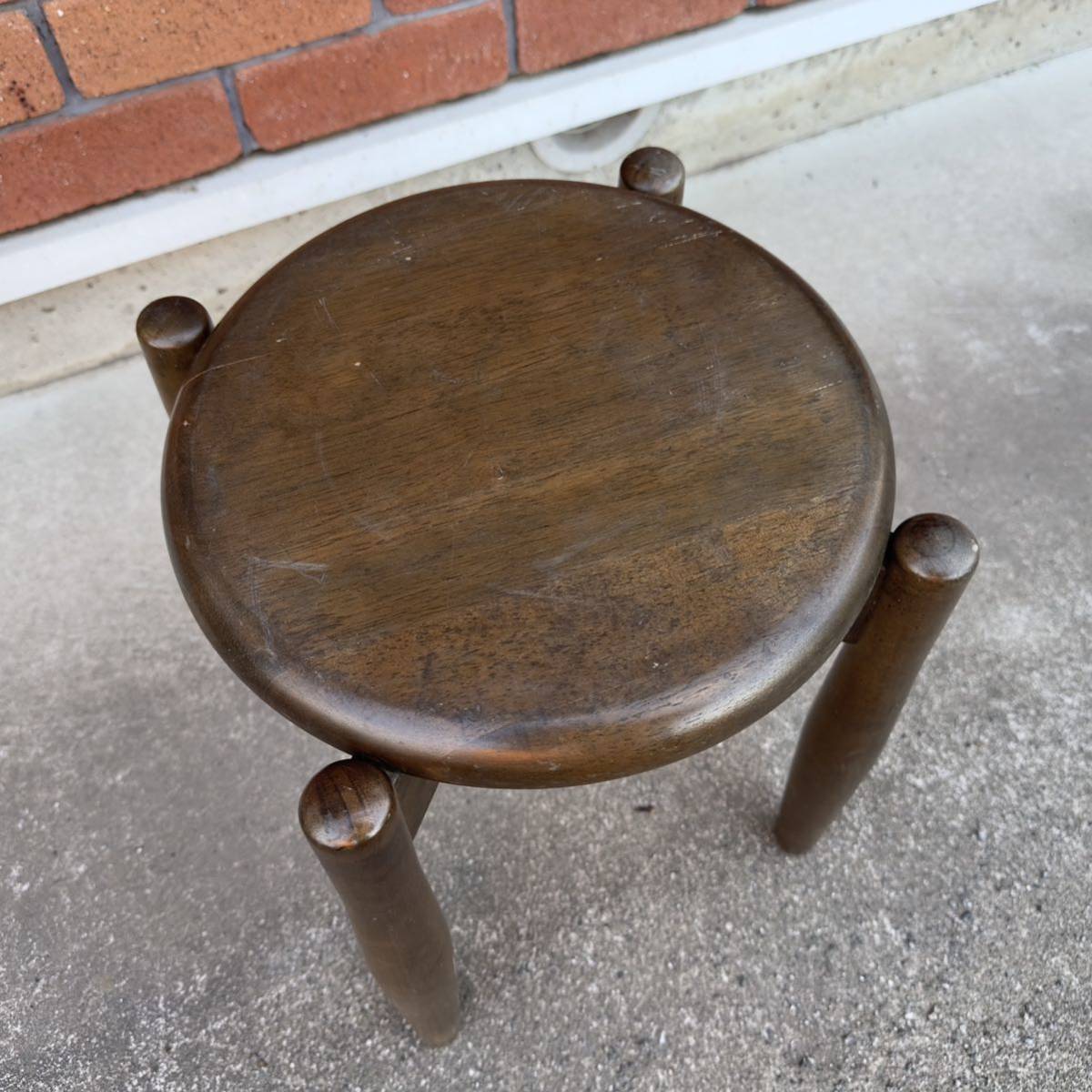 vintage ウッドスツール 丸椅子 チェア イス 木製 家具 古道具 当時物 年代物 昭和レトロ ヴィンテージの画像4