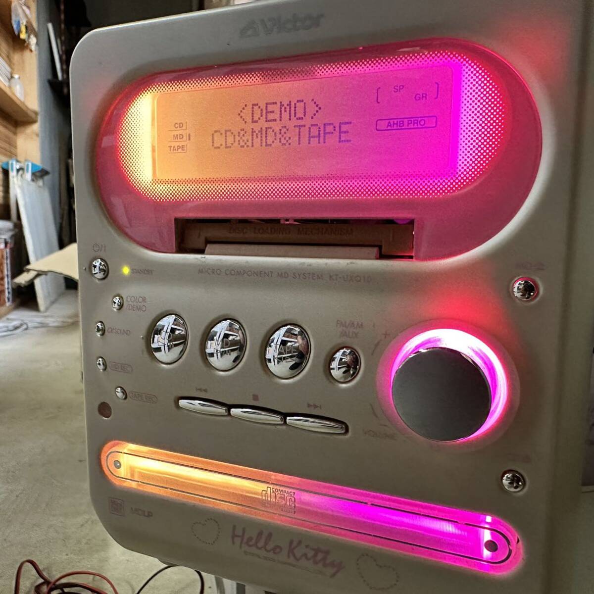 ビクター キティちゃんシステムコンポ CD MD カセット ハローキティ ピンク 通電確認済み victor オーディオ機器の画像9