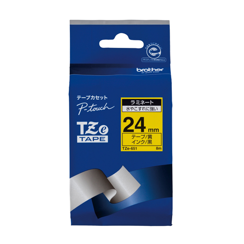 4977766702324 ピータッチテープ24ｍｍ黄／黒 オフィス機器 ラベルライター ピータッチテープ ブラザー TZE-651_画像1