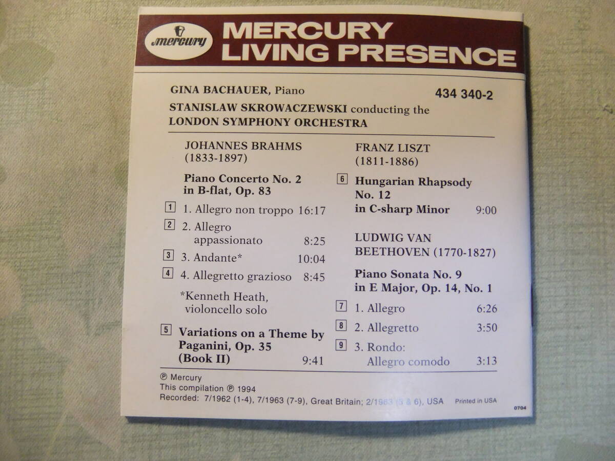 素晴らしい音響と臨場感!米盤☆全面アルミ MERCURY L.PRESENCE☆ブラームス:ピアノ協奏曲第2番,他/リスト/ベートーヴェン☆バッカウアー(p)_画像7