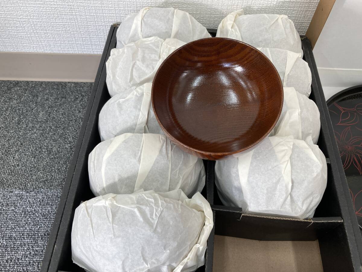 ◇木製まとめ 欅　すぎ けやき　漆　茶托　漆器　徳利　ぐいのみ　菓子器 生地お盆 目すり お碗 _画像8