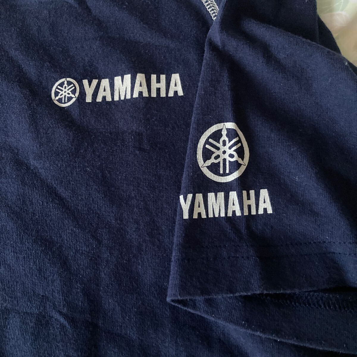 YAMAHA 音叉ロゴ Tシャツ 半袖 フリーサイズ ネイビー 紺色 バイク_画像3