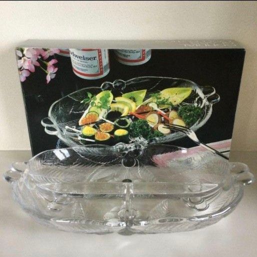 HOYA  セレーサ　仕切り付きオードブル皿　サラダディッシュ　デザート皿　ガラス皿