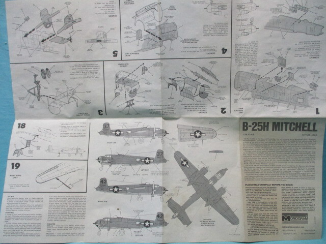 当時物(1977)/旧ロゴ モノグラム 1/48 アメリカ陸軍 B-25H ミッチェル 開封/未組立/現状品 ハセガワの画像5