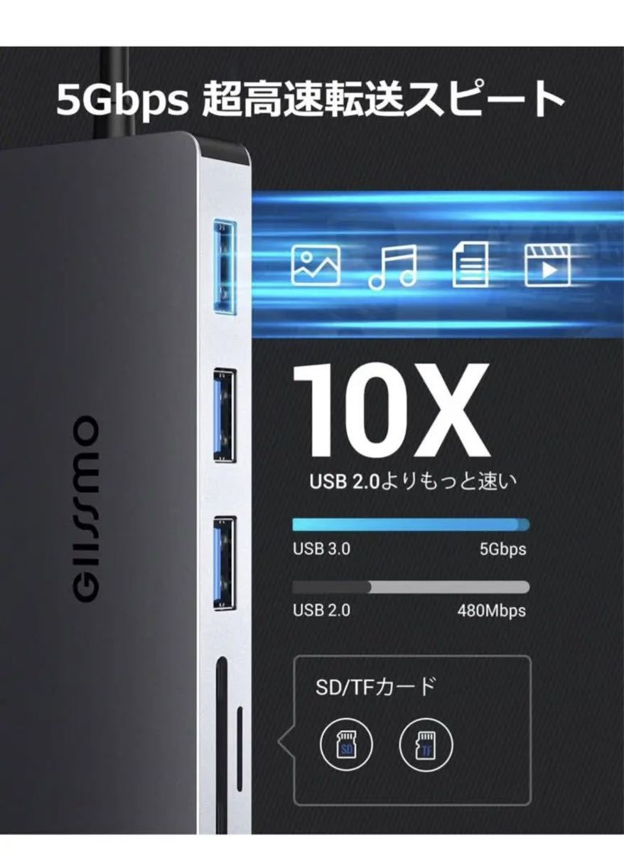 GIISSMO USB C ハブ アダプタ 7IN1 USB Type-C ハブ マルチポート 4K HDMI出_画像5