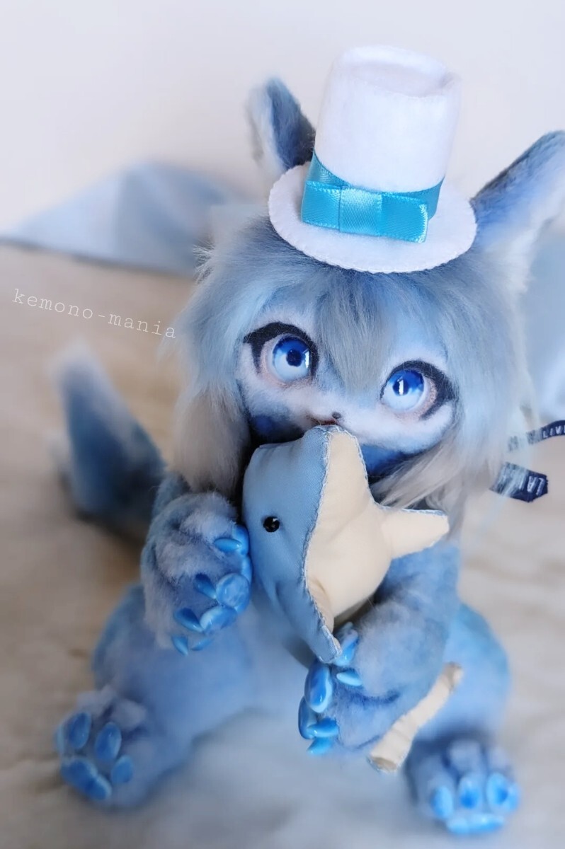 kemono-mania shiro ハンドメイド アートドール ぬいぐるみ ※難ありの画像6