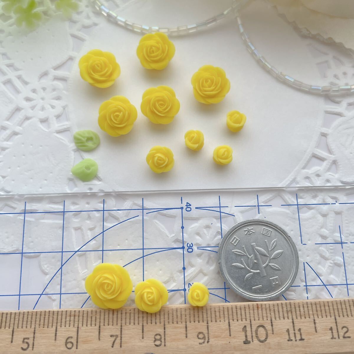  rose parts hand made accessory raw materials material flower rose yellow color rose resin clay 2