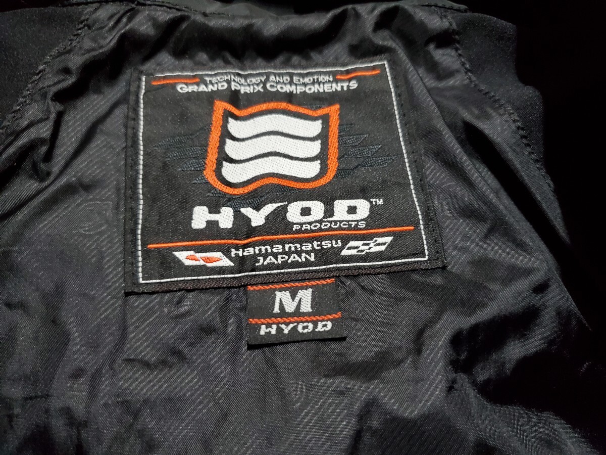 【M】HYOD レーシングレザージャケット Mサイズ 三点パッド インナー付き コブ付き バイク ライディング ライダース でバックの画像5