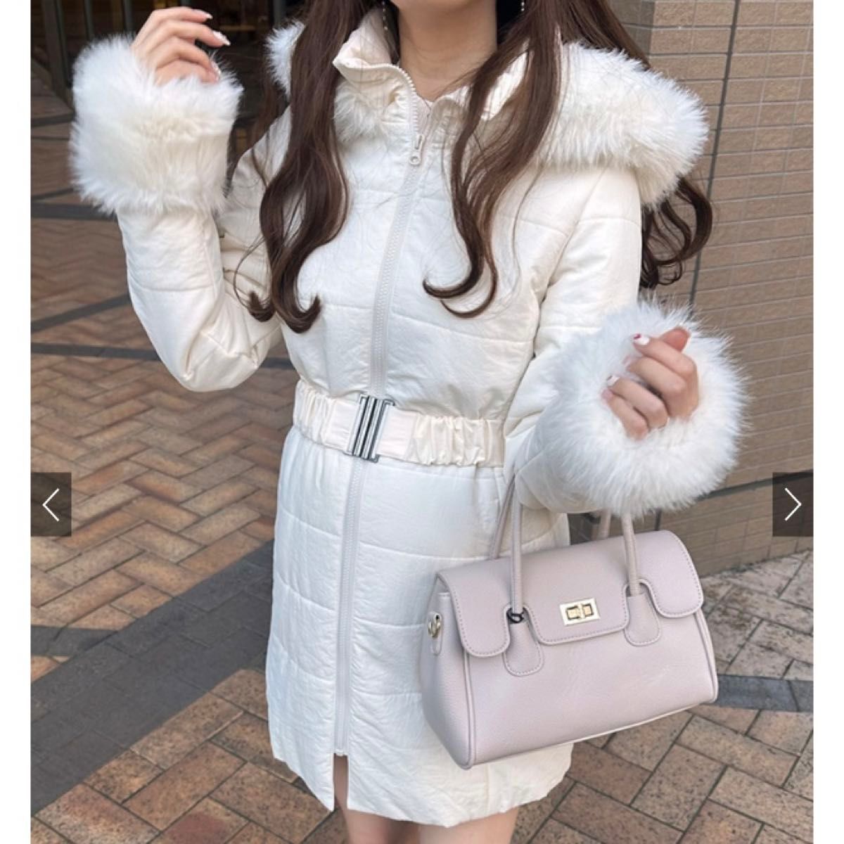 新品】GRL グレイル ベルト付きファーダウンコート [kd13 新品】GRL グレイル ベルト付きファーダウンコート [kd13
