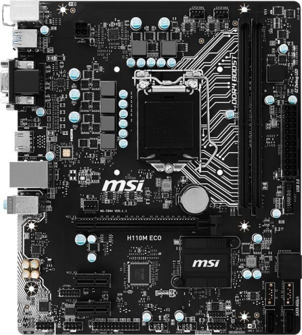MSI MSI H110M ECO LGA 1151 Intel H110 HDMI SATA 6Gb/s USB 3.1 Micro ATX Intel Motherboard