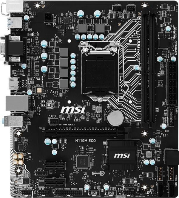 MSI H110M ECO LGA 1151 Intel H110 HDMI SATA 6Gb/s USB 3.1 Micro ATX Intel Motherboard_画像1