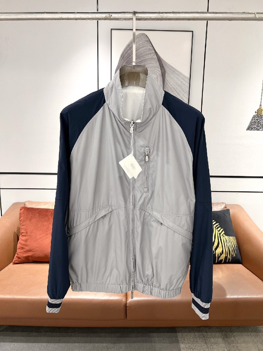 BRUNELLO CUCINELLI ブルネロ クチネリ メンズリバーシブルジャケット マウンテンパーカー ジャンパー 長袖 両面着 アウター グレー L_画像1