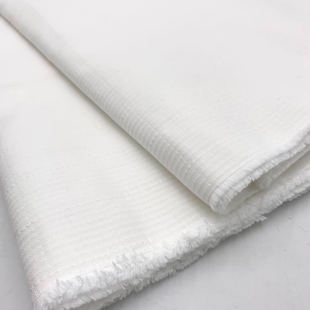 ZA84　接結　格子柄デザイン　3ｍ　綿100％　コットン100％　綿　オフホワイト　生地　日本製_画像2