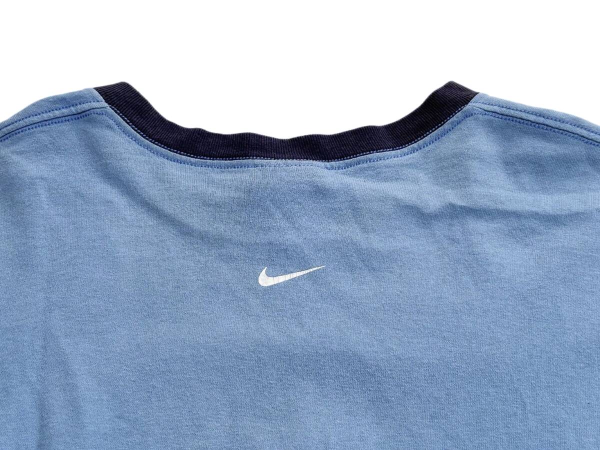 希少【Y2K ビンテージ NIKE ナイキ ドット ロゴ リンガー Tシャツ サックス】バイカラー USA アメリカ テック TECH_画像4