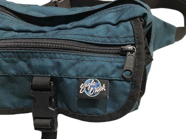 希少【90s ビンテージ EAGLE CREEK イーグルクリーク ウエスト ボディー バッグ グリーン】アメリカ USA アウトドア EASTPAK JANSPORT_画像2