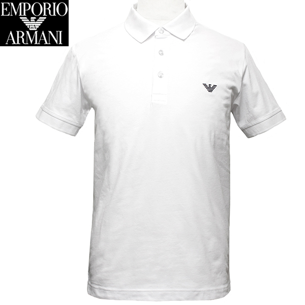 エンポリオ アルマーニ ポロシャツ メンズ 半袖 鹿の子 ホワイト サイズM EMPORIO ARMANI BEACHWEAR 211804 4R461 00010 新品