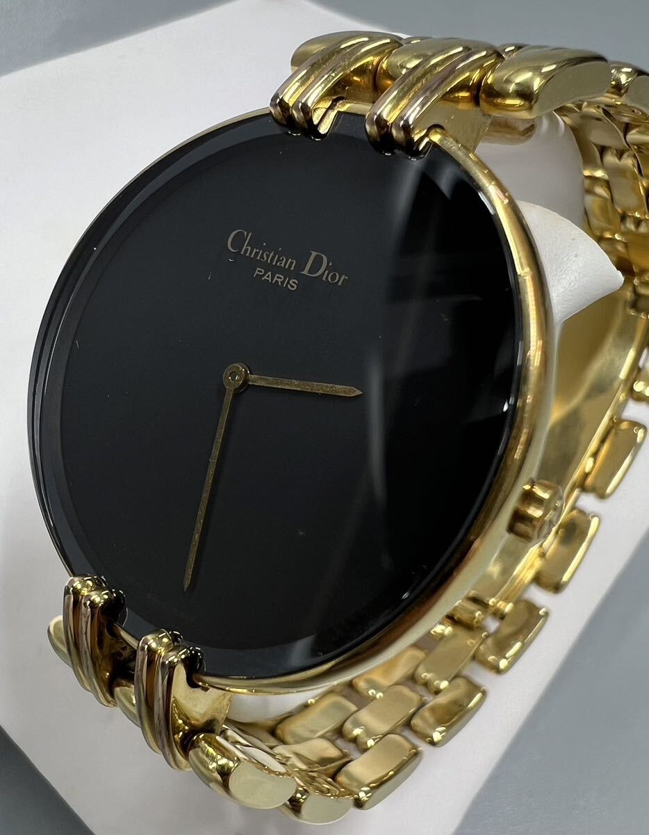 Christian Dior ディオール 腕時計 黒文字盤 ゴールド ユニセックス 電池切不動 GSH032501の画像1