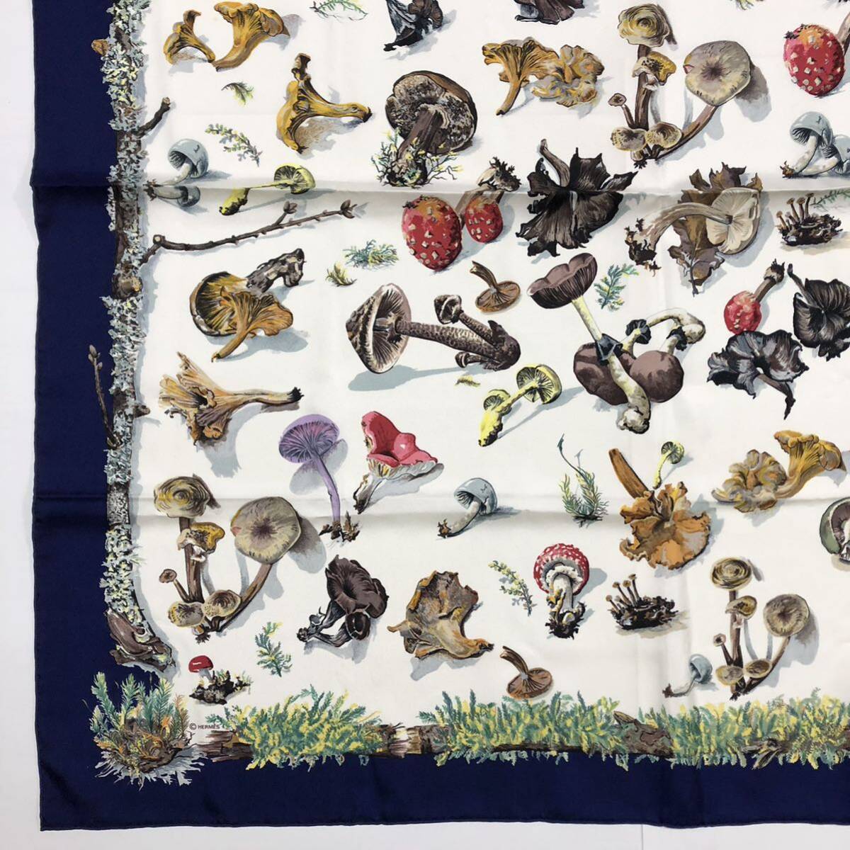 良品 HERMES スカーフ カレ90 Champignons エルメス 良品 HERMES スカーフ カレ90 Champignons エルメス