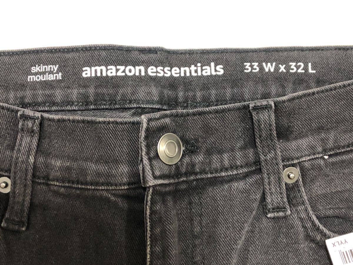 未使用 タグ付 amazon essentials スキニー ブラック デニム 33W × 32L ジーンズ Gパン パンツ アマゾン プライベートブランド PB 送料無_画像3