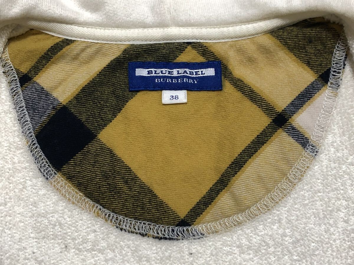 良品 BURBERRY BLUE LABEL リアルファー パーカー 38 ジップパーカー ジップアップ スウェット ファー バーバリー ブルーレーベル 三陽商会