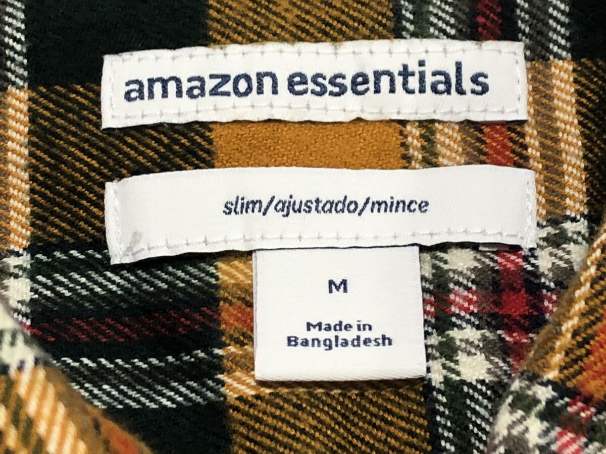 未使用 タグ付 amazon essentials 2着 フランネルシャツ スリムフィット L 〜XL 相当 アマゾン プライベートブランド PB ネルシャツの画像3