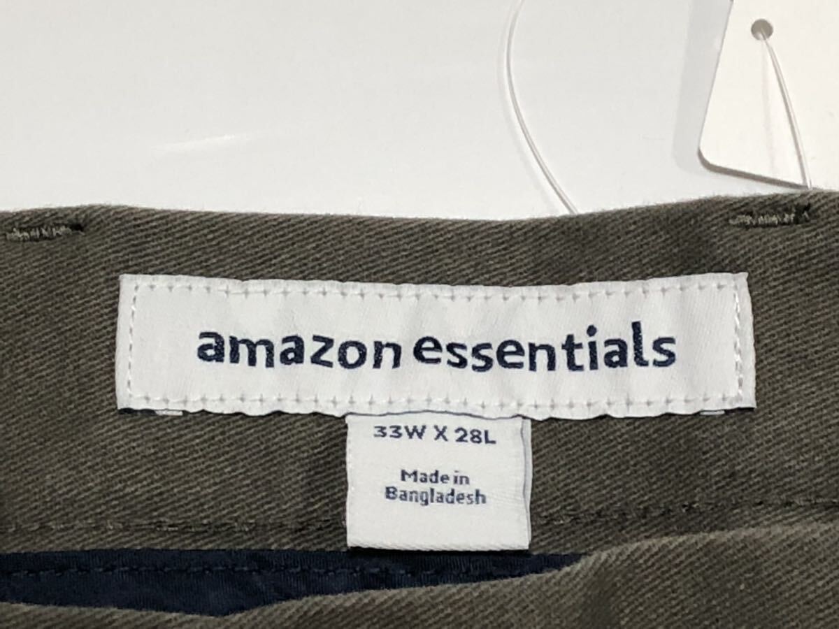 未使用 amazon essentials チノパンツ スリム パンツ ズボン スリムフィット 33W×28L アマゾン プライベートブランド PB チノパン カーキの画像2