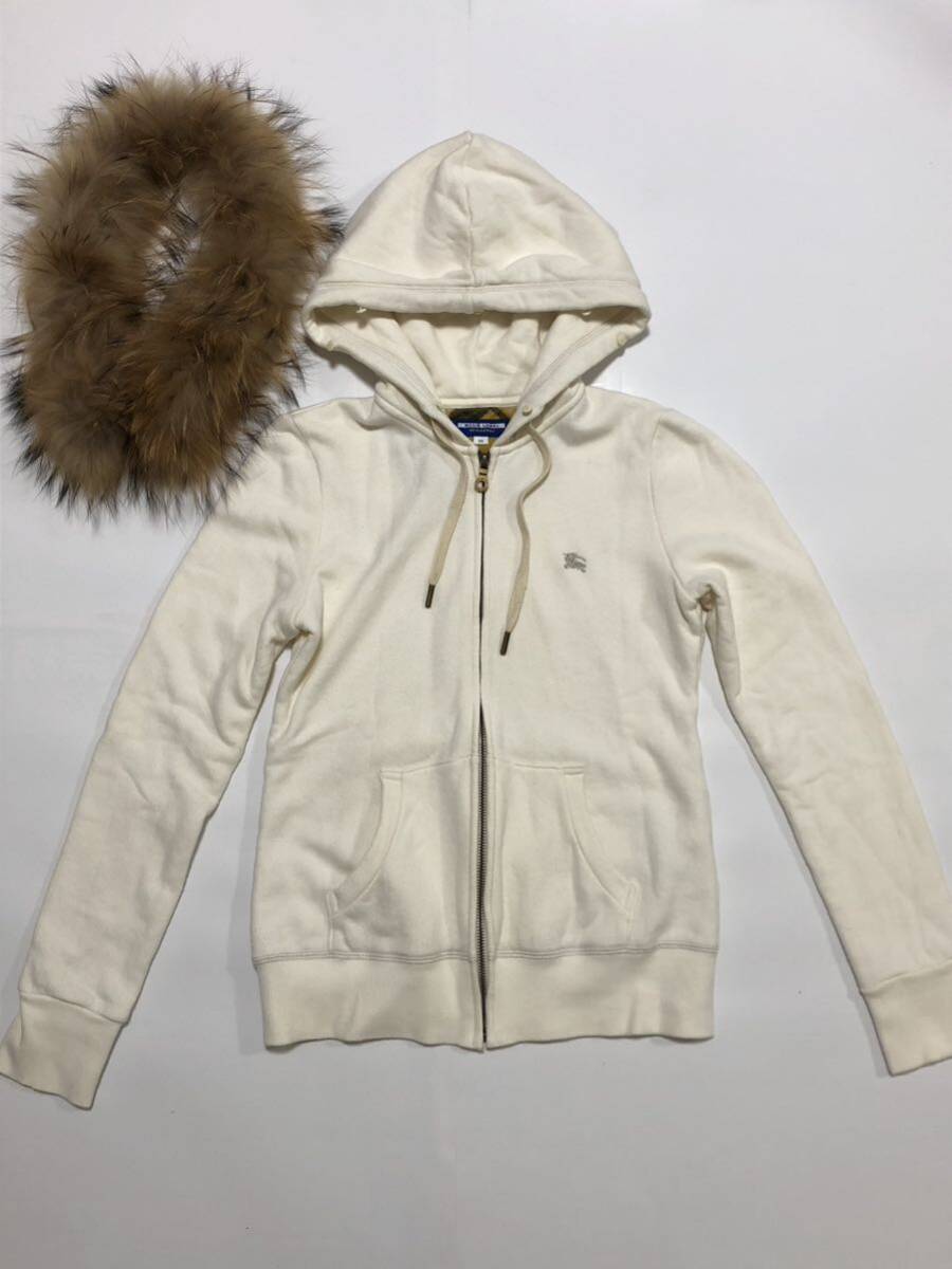 良品 BURBERRY BLUE LABEL リアルファー パーカー 38 ジップ 良品 BURBERRY BLUE LABEL リアルファー パーカー 38 ジップ