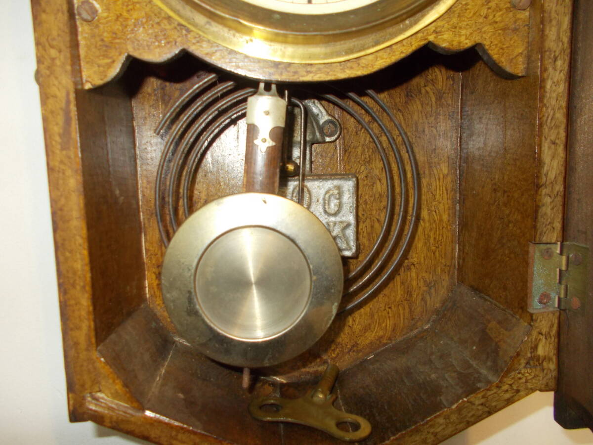 ◆古いアーチ型柱時計◆薇鍵巻振子式◆アンティークの画像8