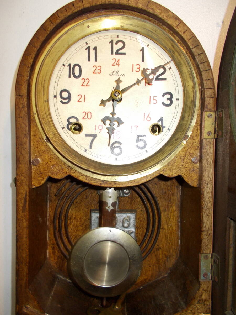◆古いアーチ型柱時計◆薇鍵巻振子式◆アンティークの画像6