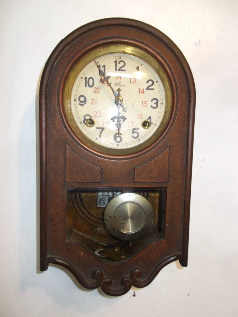 ◆古いアーチ型柱時計◆薇鍵巻振子式◆アンティークの画像10